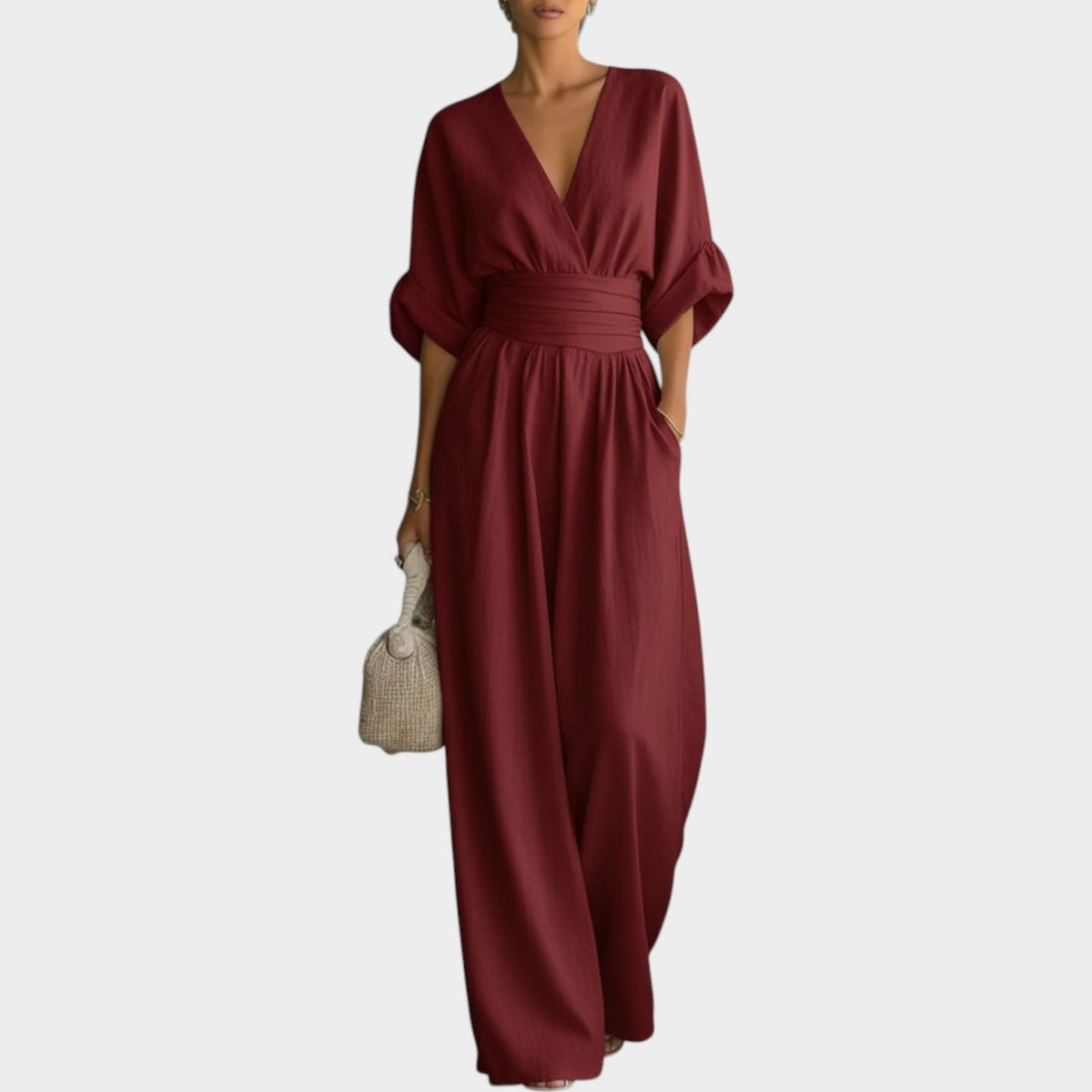 Women's Draped V-Neck Wide-Leg Jumpsuit - original photo 4