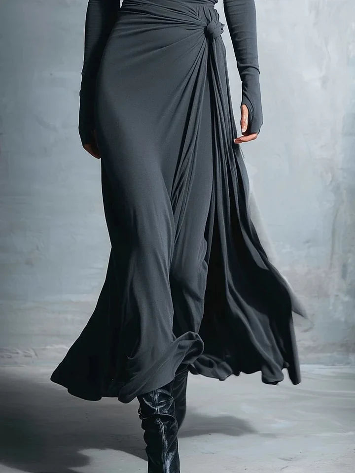 Women's Long-Sleeve Wrap-Knot Maxi Dress - original product view 4