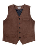 Sergio | Gilet da uomo con scollo a V, chiusura frontale con bottoni, texture, stile vintage