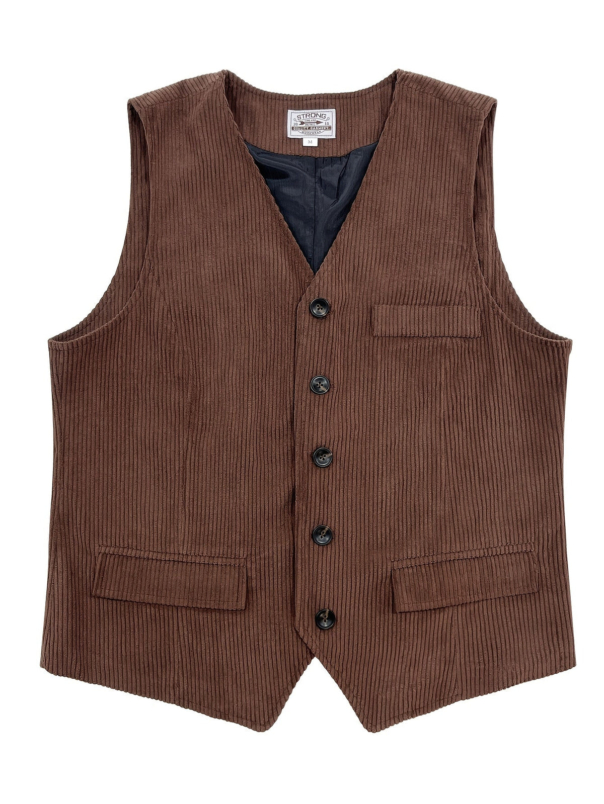 Sergio | Gilet da uomo con scollo a V, chiusura frontale con bottoni, texture, stile vintage