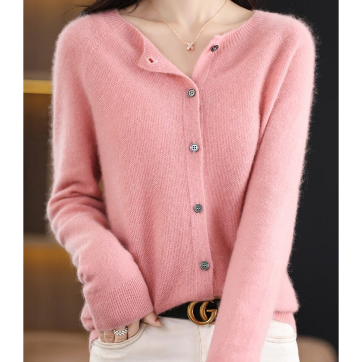 Maristella Women's Classic Round-Neck Knit Cardigan product view