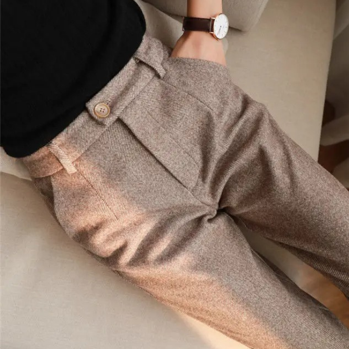 Leandro | Men's Herringbone Tailored Trousers