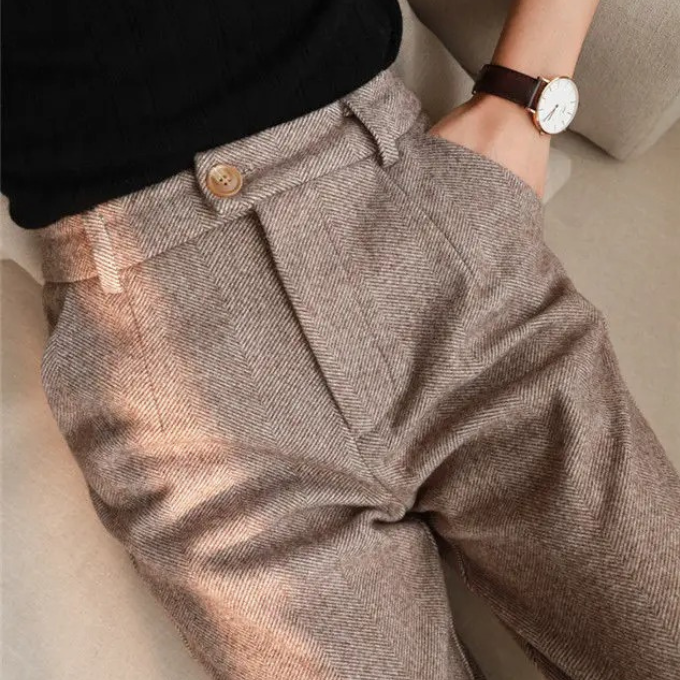 Leandro | Men's Herringbone Tailored Trousers