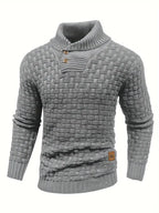 Davide | Pullover da uomo con collo a imbuto, maglia testurizzata, abbottonatura e vestibilità slim