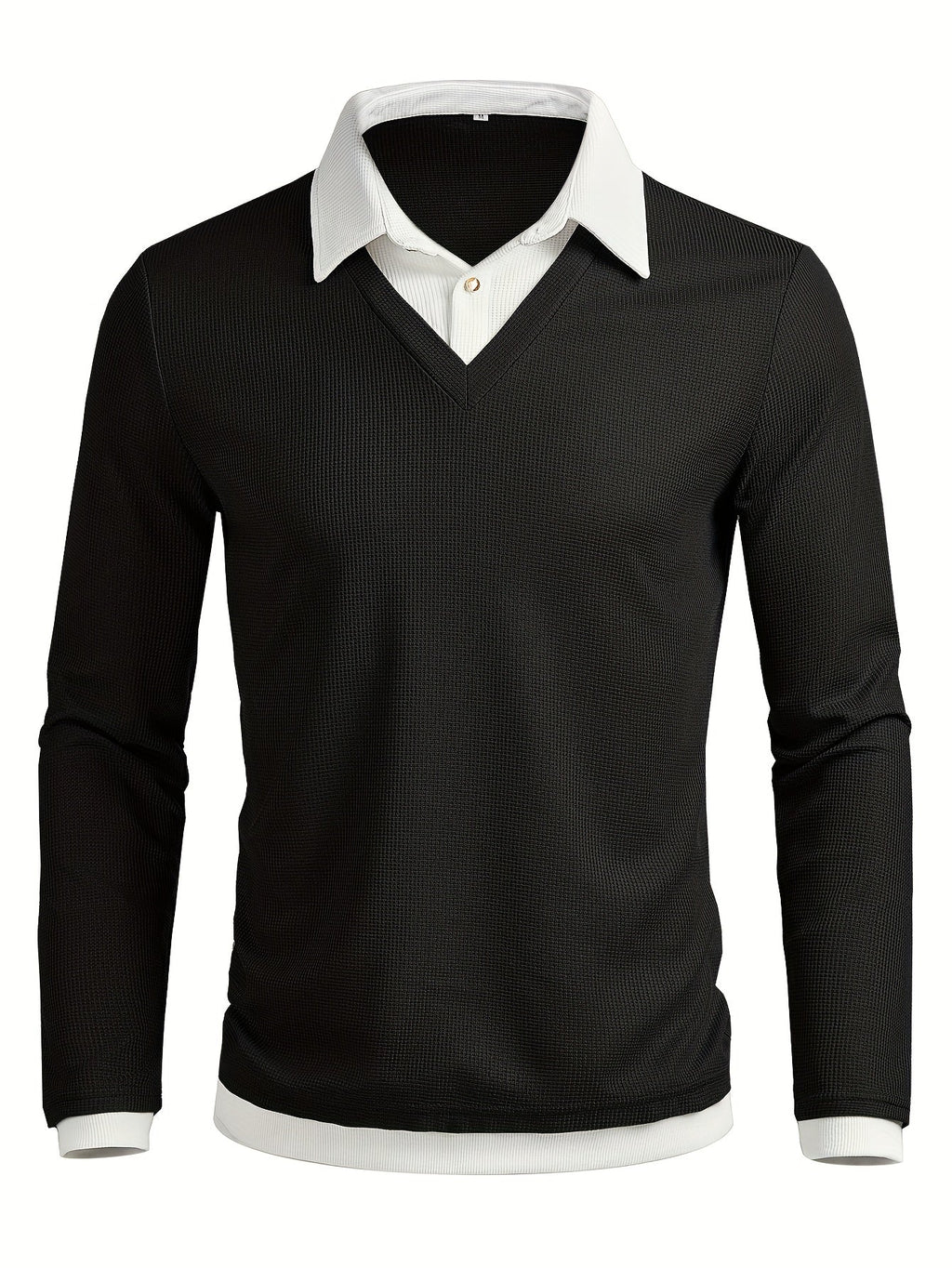 Giulio | Men's Knitted Polo Shirt Colour Block Contrast Collar Long Sleeve