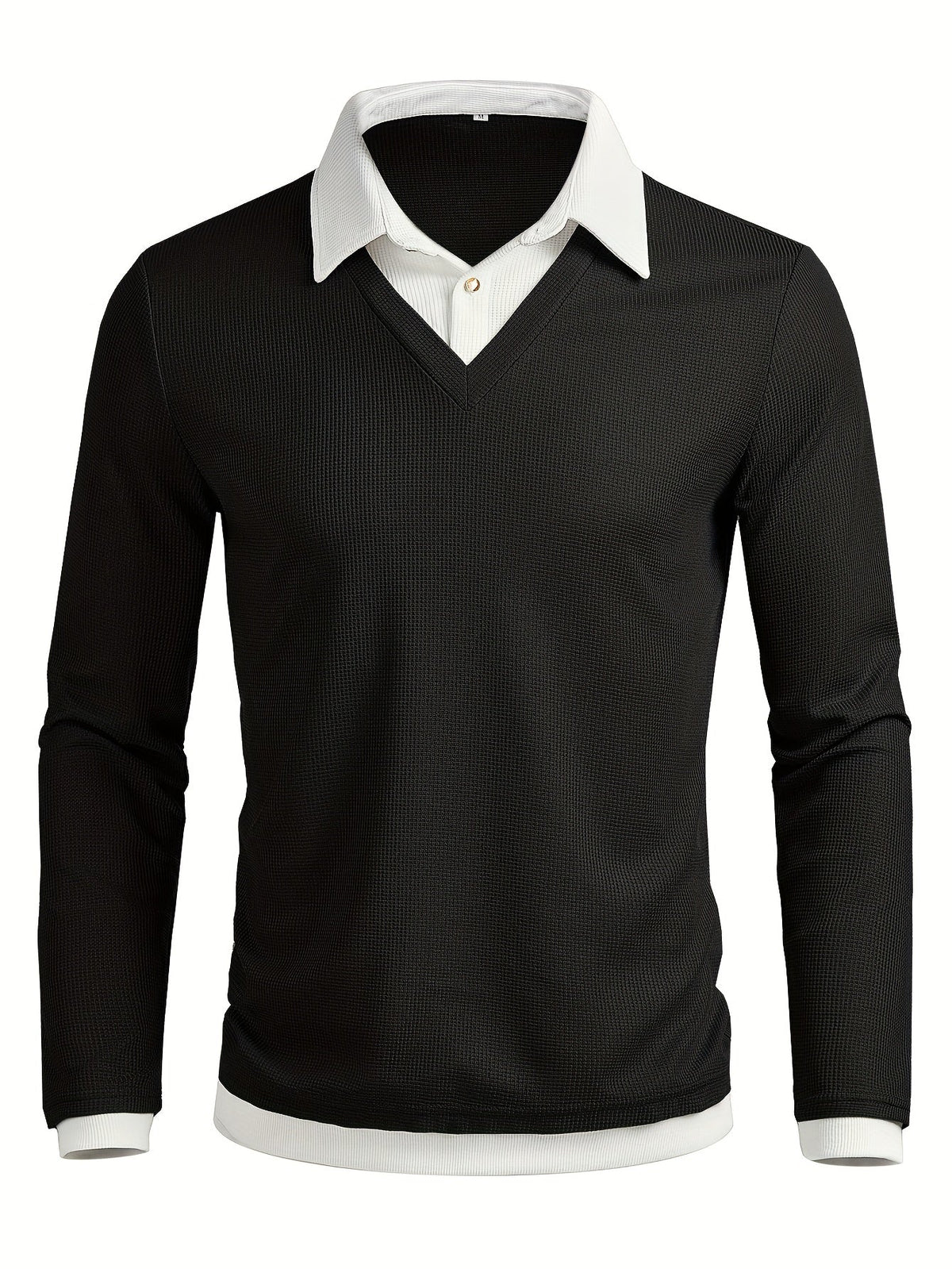 Giulio | Men's Knitted Polo Shirt Colour Block Contrast Collar Long Sleeve
