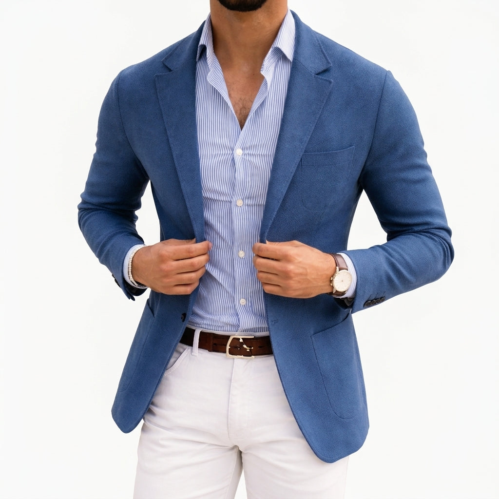 Men's Textured Knit Blazer with Notch Lapels – original product photo 1