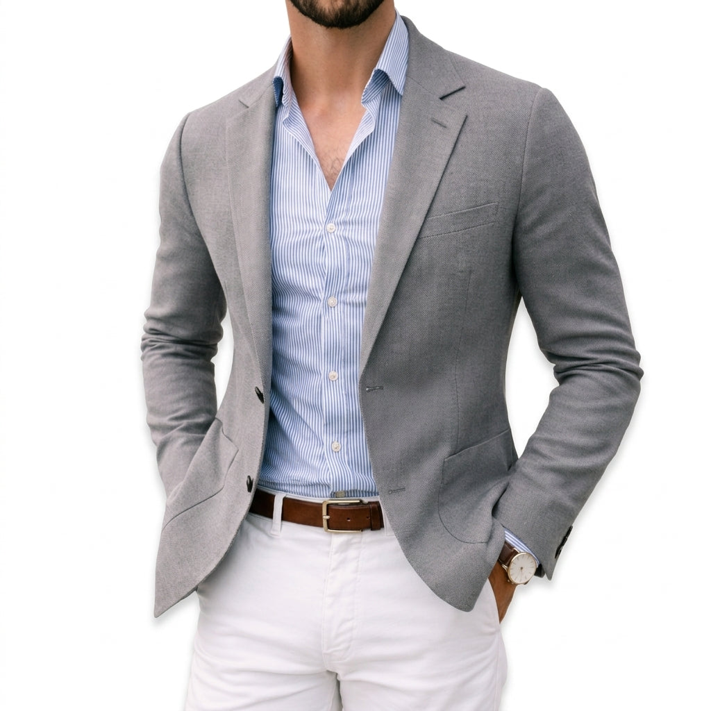 Men's Textured Knit Blazer with Notch Lapels – original product photo 2