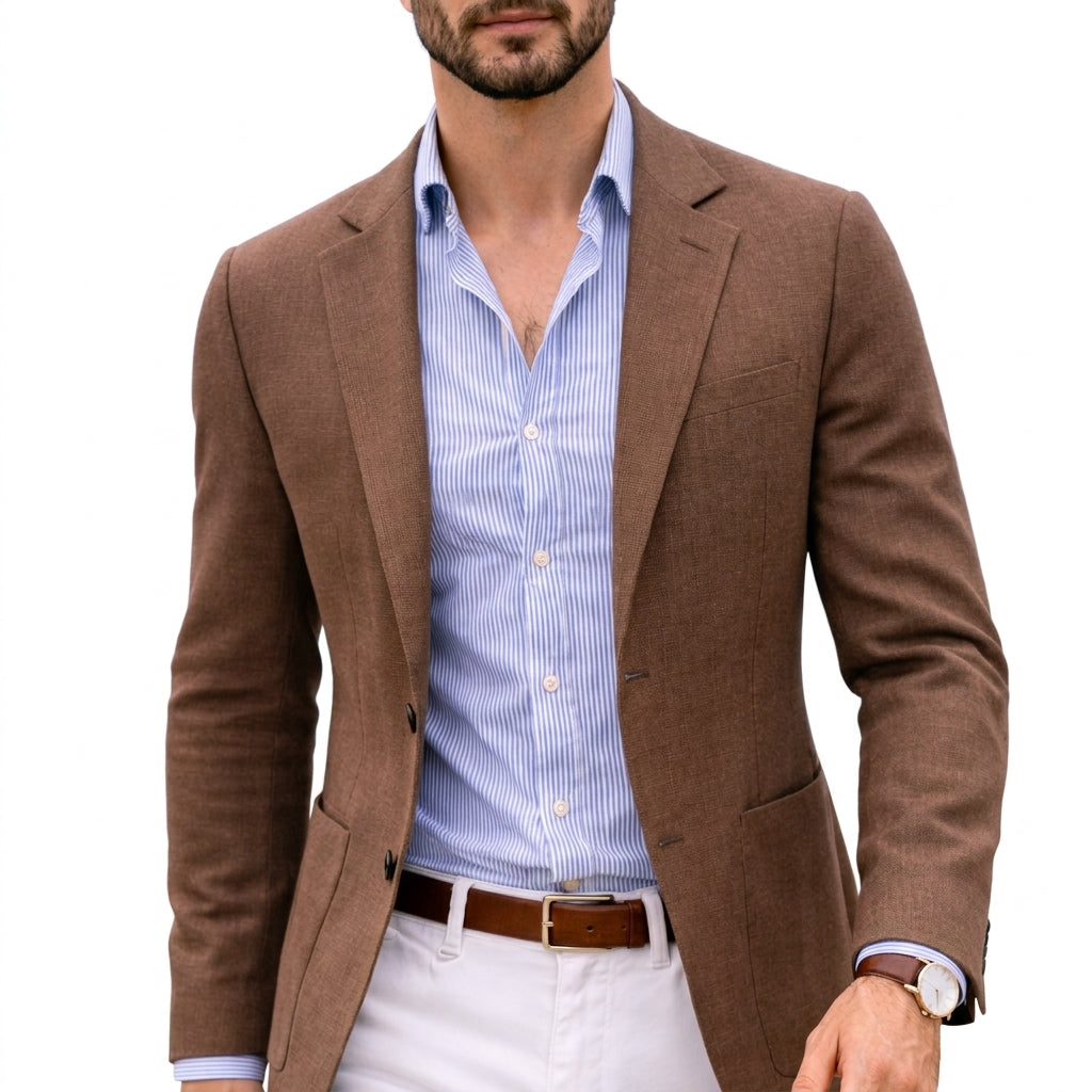 Men's Textured Knit Blazer with Notch Lapels – original product photo 5