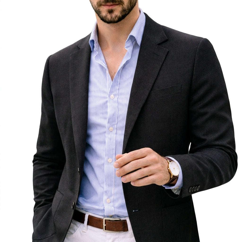 Men's Textured Knit Blazer with Notch Lapels – original product photo 7