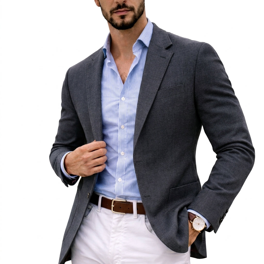 Men's Textured Knit Blazer with Notch Lapels – original product photo 3