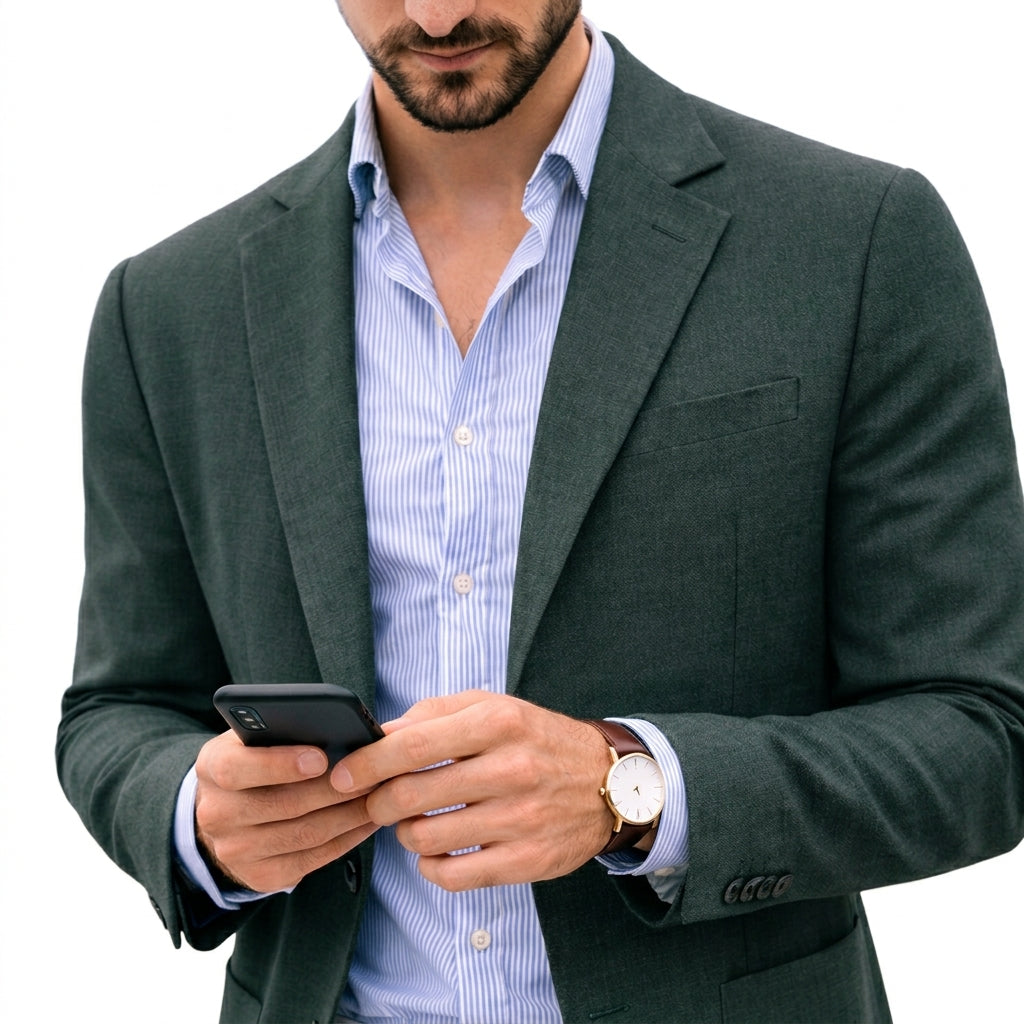 Men's Textured Knit Blazer with Notch Lapels – original product photo 6