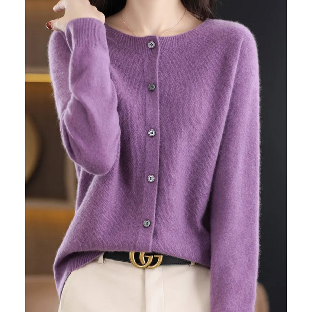 Maristella Women's Classic Round-Neck Knit Cardigan product view