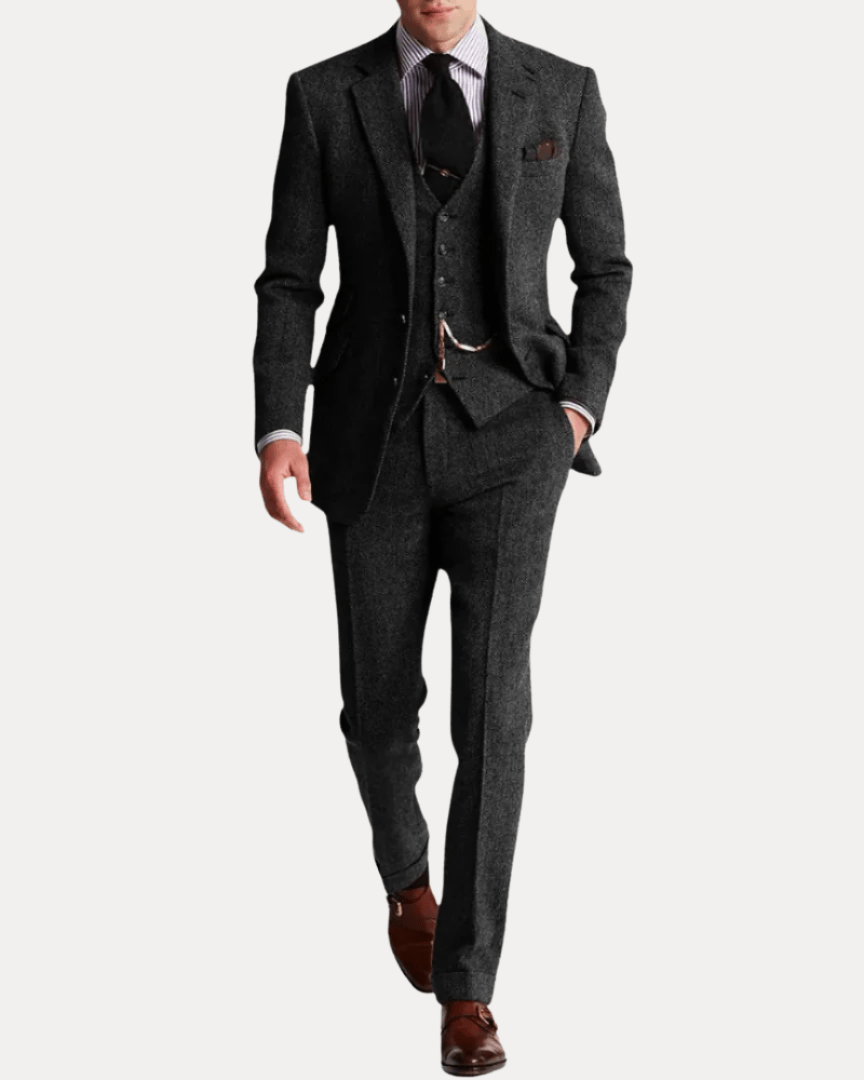 Riccardo textured men's three-piece suit original product photo
