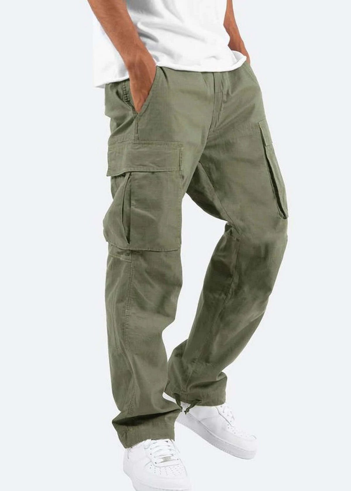 Pantaloni cargo da uomo dalla vestibilità comoda, multitasche, tessuto traspirante, pantaloni casual
