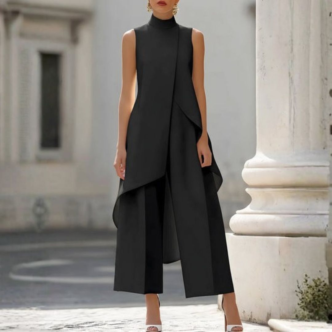 Women's Asymmetric High-Neck Sleeveless Wide-Leg Jumpsuit – original view 2