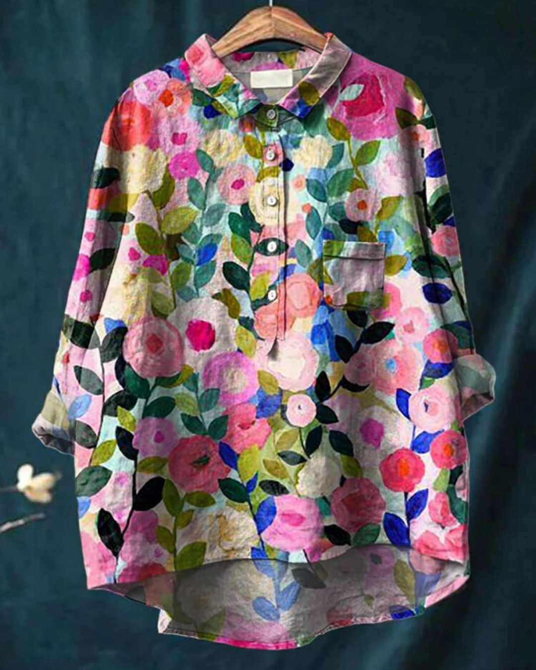 Livia | Women's Lightweight Floral-Print Blouse – Pink