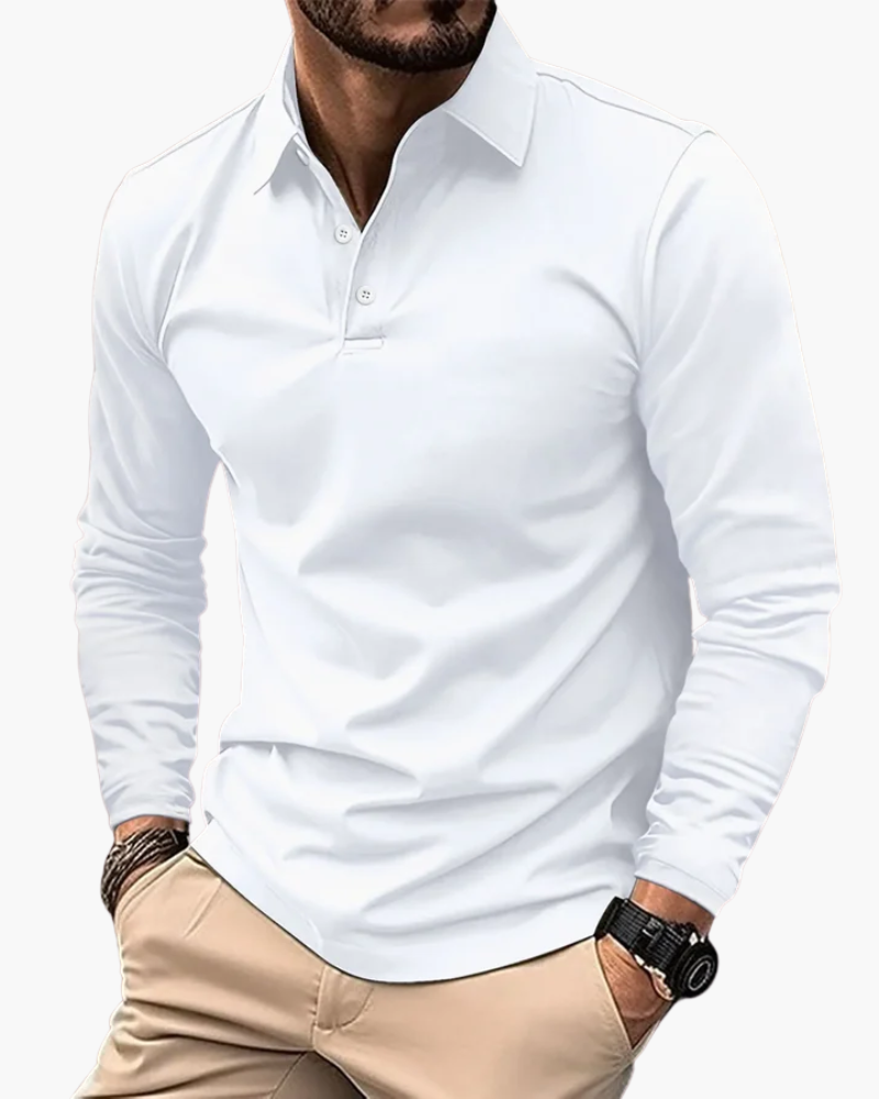 Massimo | Men's Classic Long-Sleeve Button Polo Shirt – original product view 1