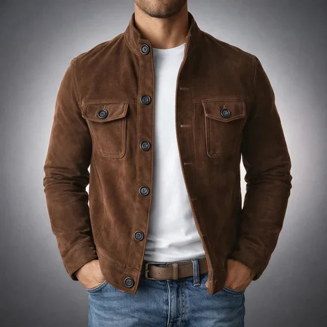 Salvatore | Men's Suede-Look Flap-Pocket Casual Jacket original photo 3