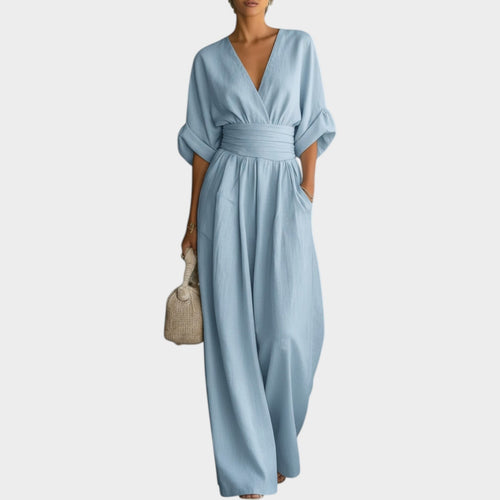 Women's Draped V-Neck Wide-Leg Jumpsuit - original photo 2