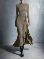 Women's Long-Sleeve Wrap-Knot Maxi Dress - original product view 7