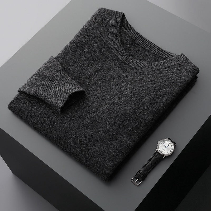 Ottavio | Men's Long-Sleeve Crew-Neck Knit Pullover – Dark Grey
