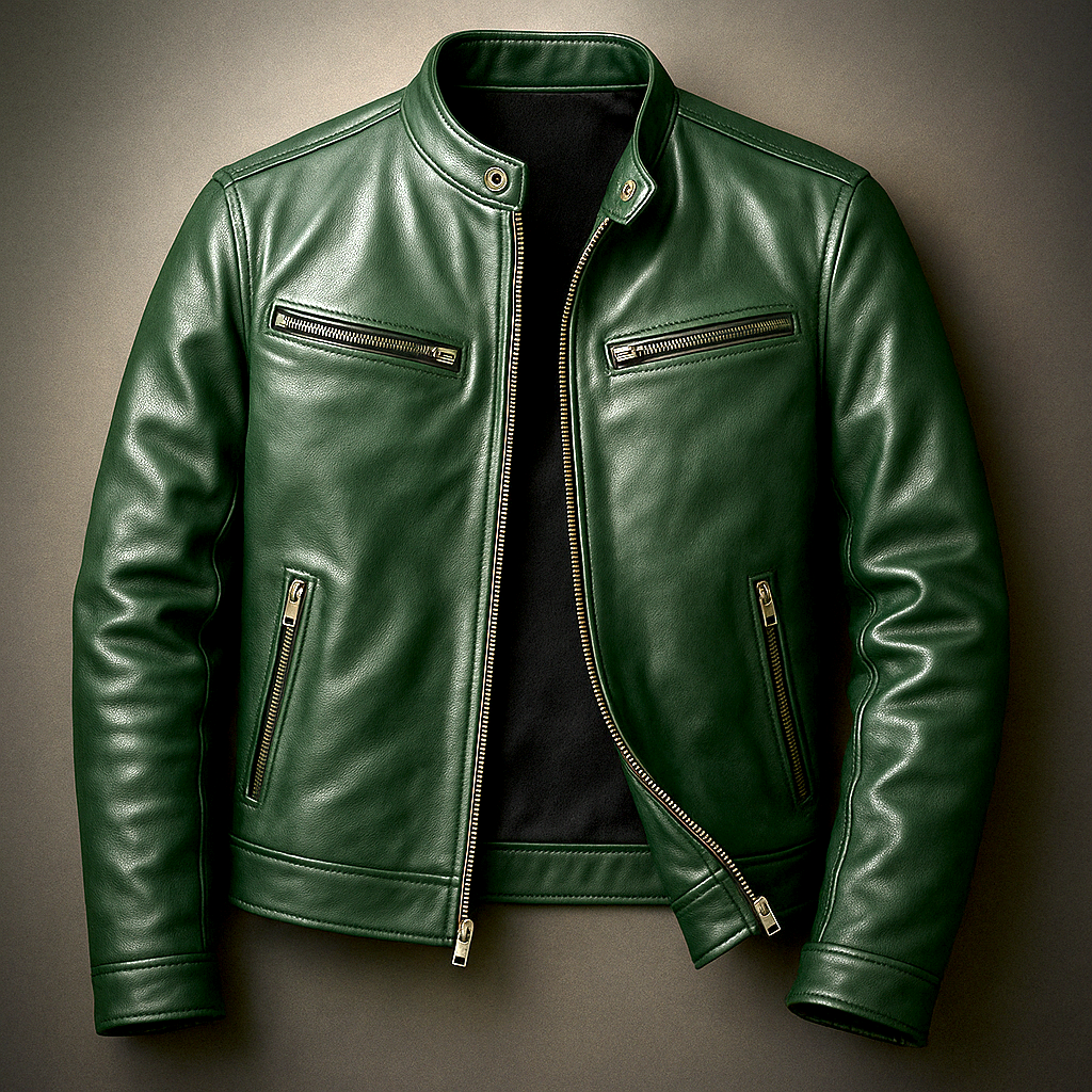 Men's Vintage-Style Zip-Front Collared Jacket original photo 6