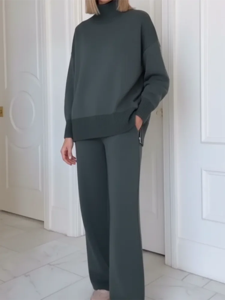 Carlotta | Women's High-Neck Zip Top and Straight-Leg Trousers Set - original view 4