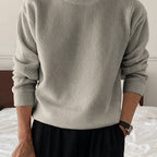 Paolo | Maglione oversize da uomo con collo rotondo, spalle scese, maglia a coste e vestibilità comoda