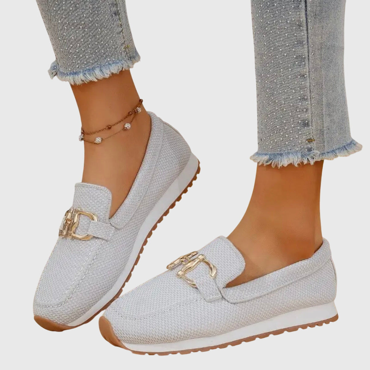 Marina | Women's Slip-On Sneaker-Style Loafers with Gold-Tone Accent - authentic source photo 9