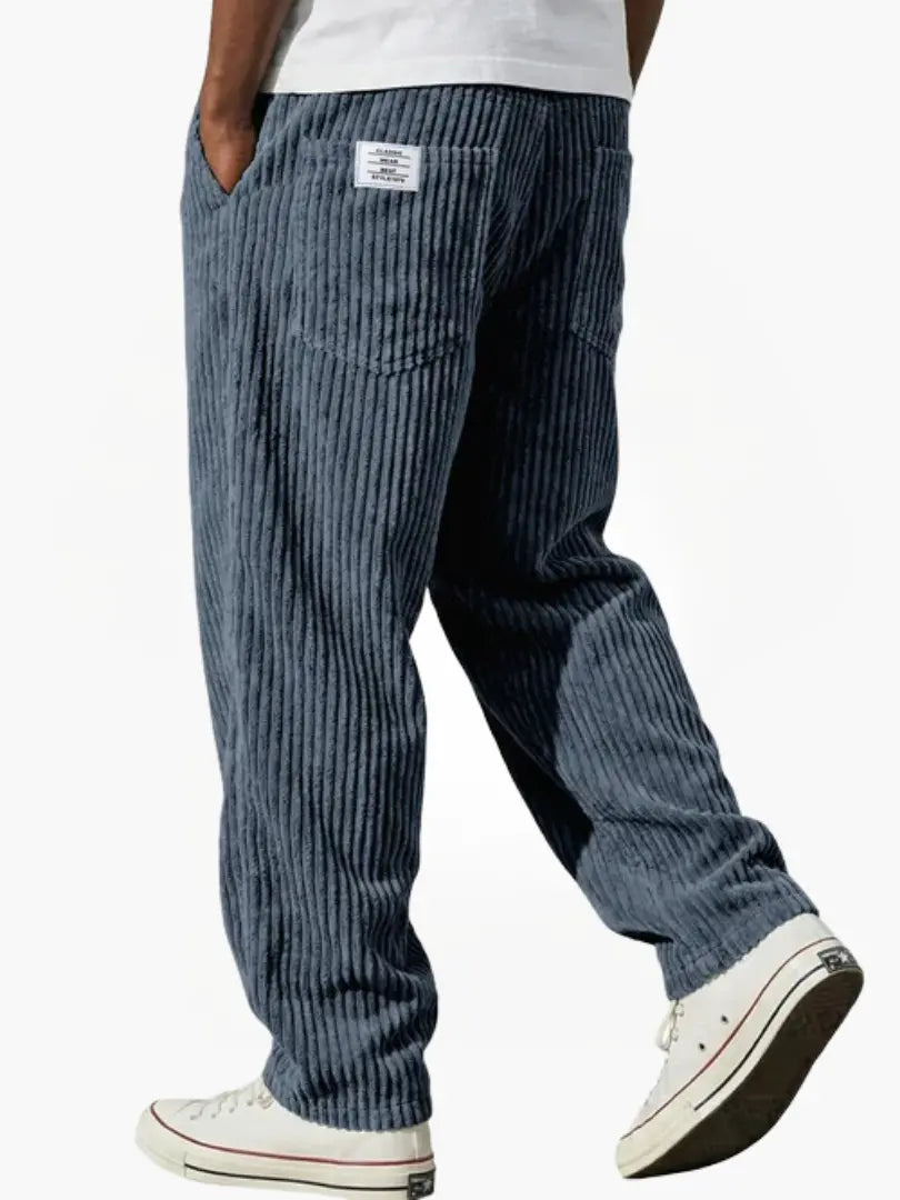Men's Drawstring Corduroy Straight-Leg Trousers original photo 3