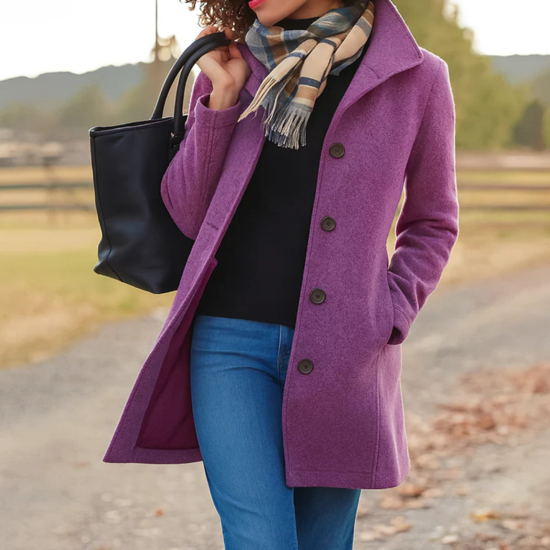 Vittoria | Women's Button-Up Overcoat with Notch Lapels and Straight Cut
