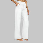 Agnese | Women's High-Waisted Pull-On Trousers with Side Pockets – White