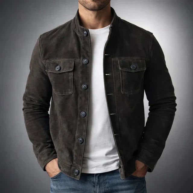 Salvatore | Men's Suede-Look Flap-Pocket Casual Jacket original photo 4