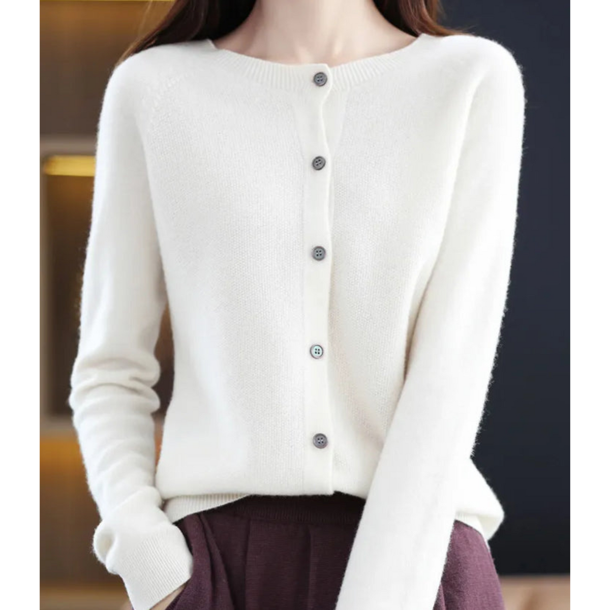 Maristella Women's Classic Round-Neck Knit Cardigan product view