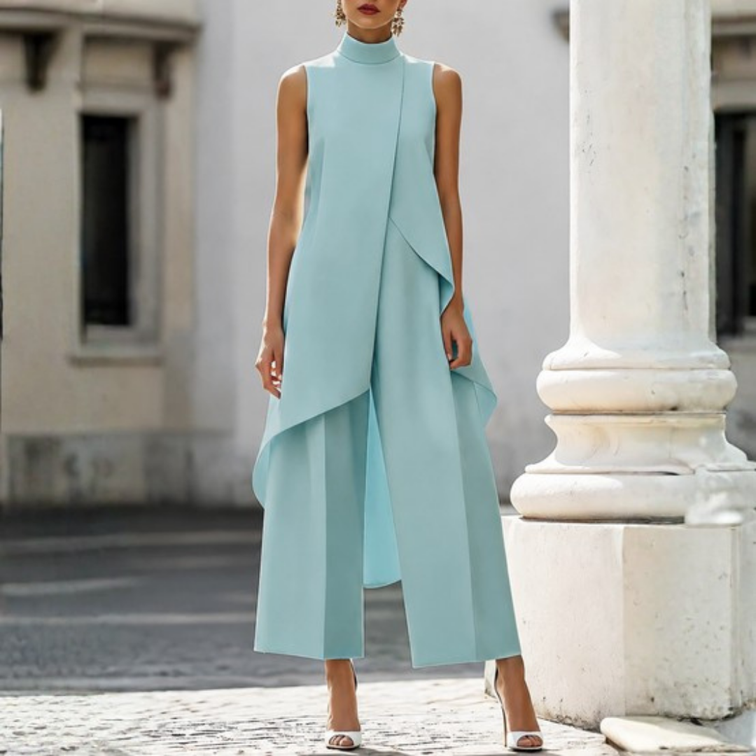 Women's Asymmetric High-Neck Sleeveless Wide-Leg Jumpsuit – original view 3