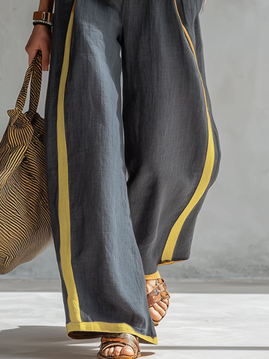 Beatrice | Women's Contrast-Trim Waistcoat and Trousers Set - original view 10