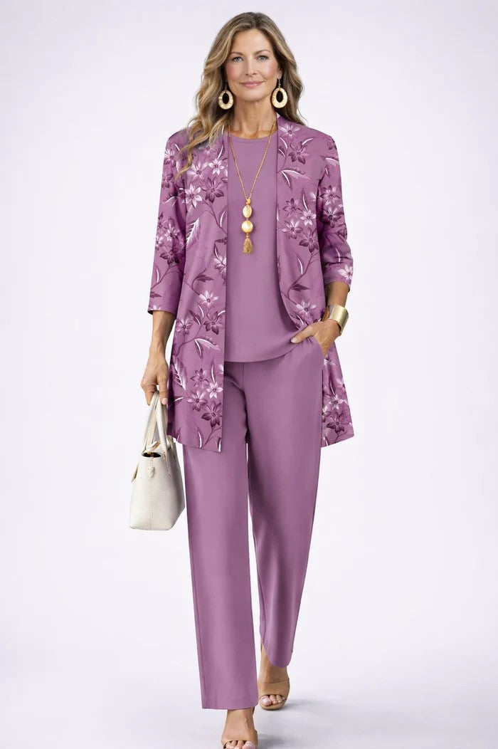 Women's Printed Jacket, Tunic and Trousers Three-Piece Set – source image 4