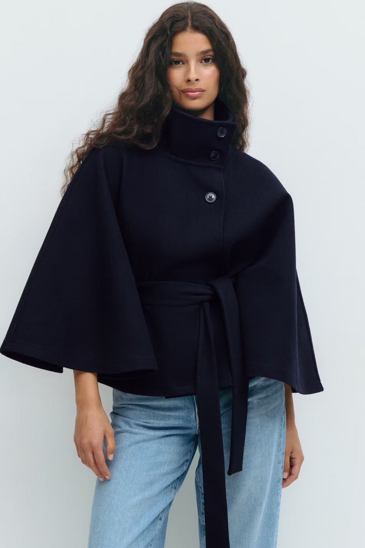 Ginevra | Women's High-Collar Belted Cape-Style Coat original photo 5