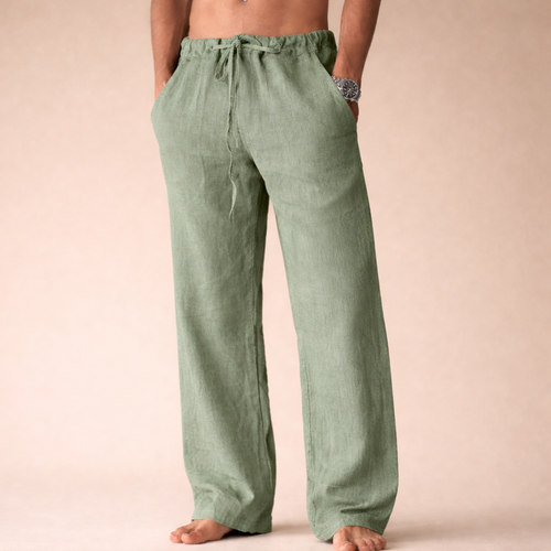 Men's Relaxed Drawstring Linen Trousers – original product photo 1