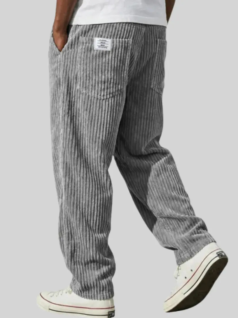 Men's Drawstring Corduroy Straight-Leg Trousers original photo 2