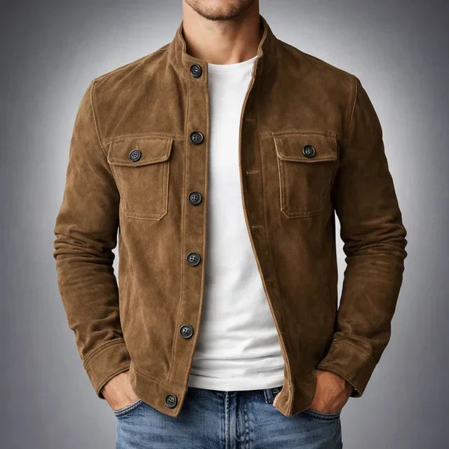 Salvatore | Men's Suede-Look Flap-Pocket Casual Jacket original photo 2