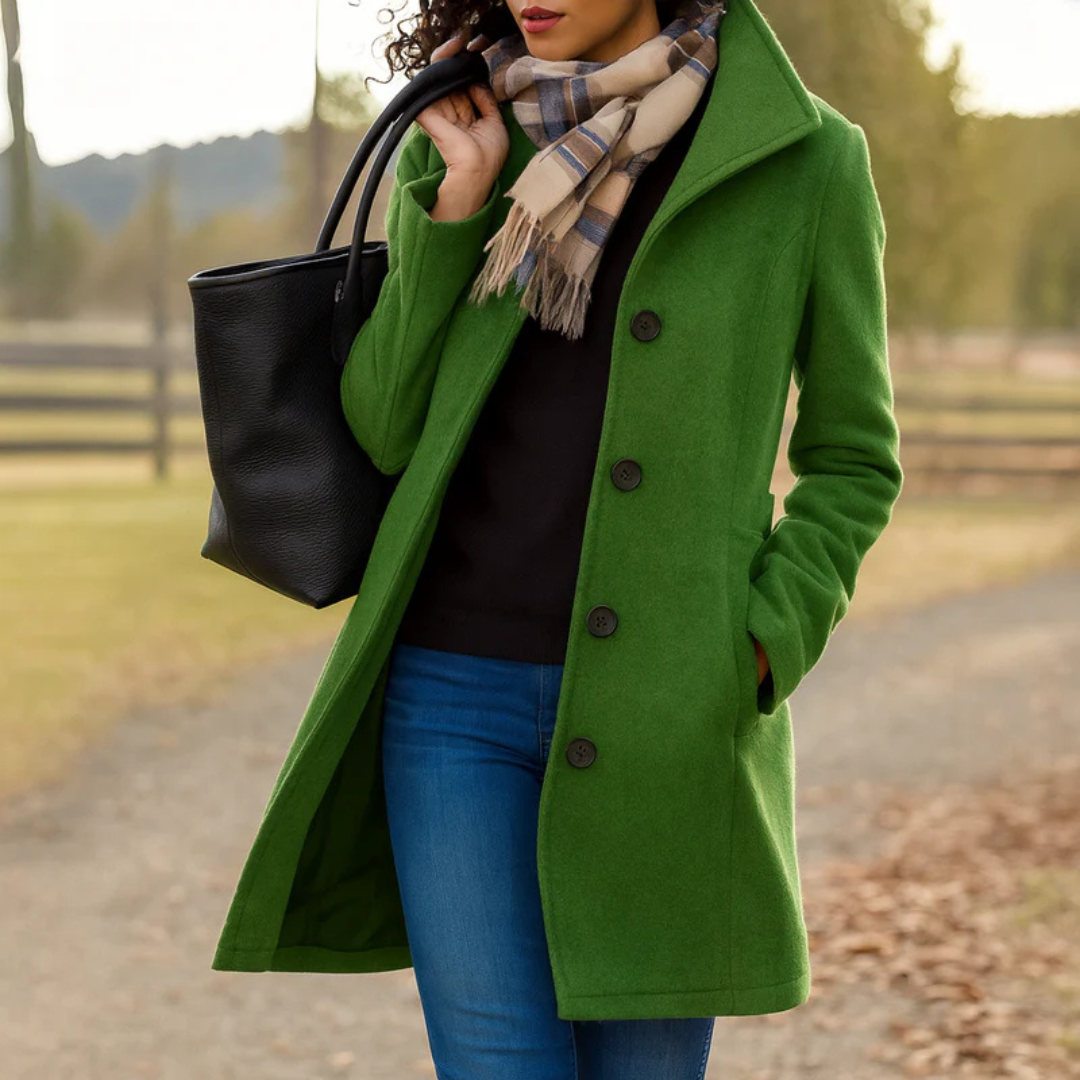 Vittoria | Women's Button-Up Overcoat with Notch Lapels and Straight Cut