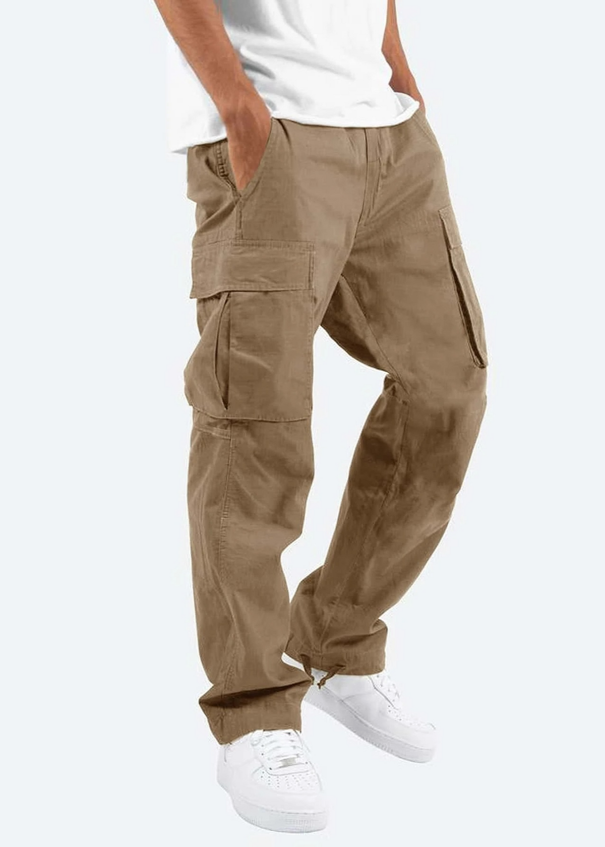 Pantaloni cargo da uomo dalla vestibilità comoda, multitasche, tessuto traspirante, pantaloni casual