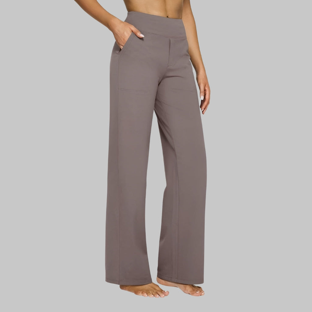 Agnese | Women's High-Waisted Pull-On Trousers with Side Pockets – Pale Pink