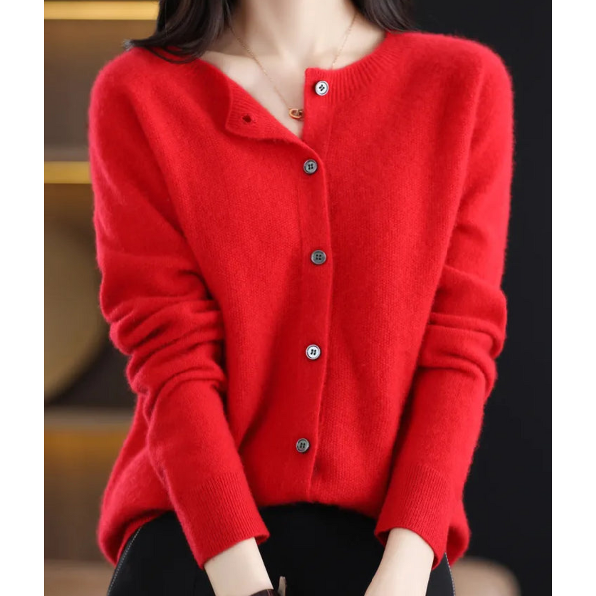 Maristella Women's Classic Round-Neck Knit Cardigan product view