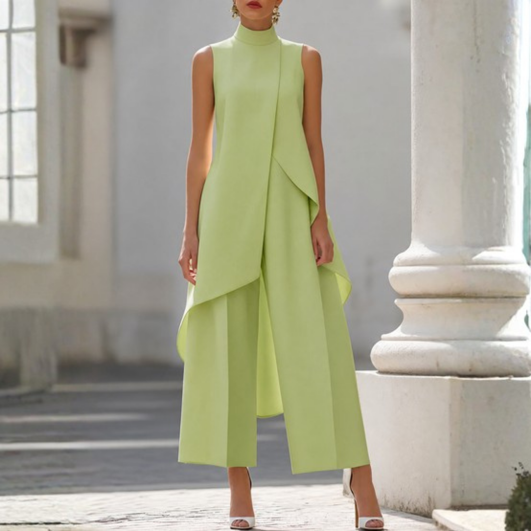 Women's Asymmetric High-Neck Sleeveless Wide-Leg Jumpsuit – original view 4