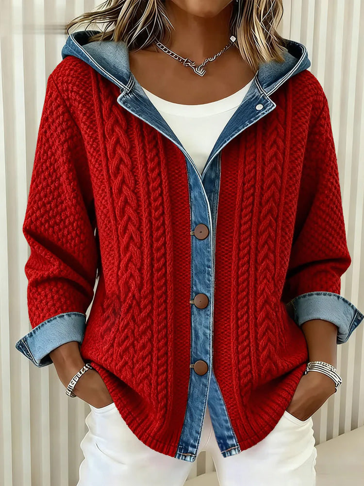 Elvira | Women's Casual Hooded Long-Sleeve Knit Jacket — original photograph 1