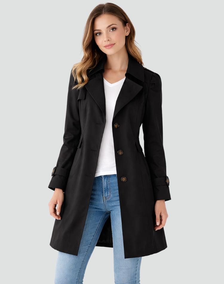 Women's Tailored Mid-Length Trench Coat with Lapels – original product photo 1