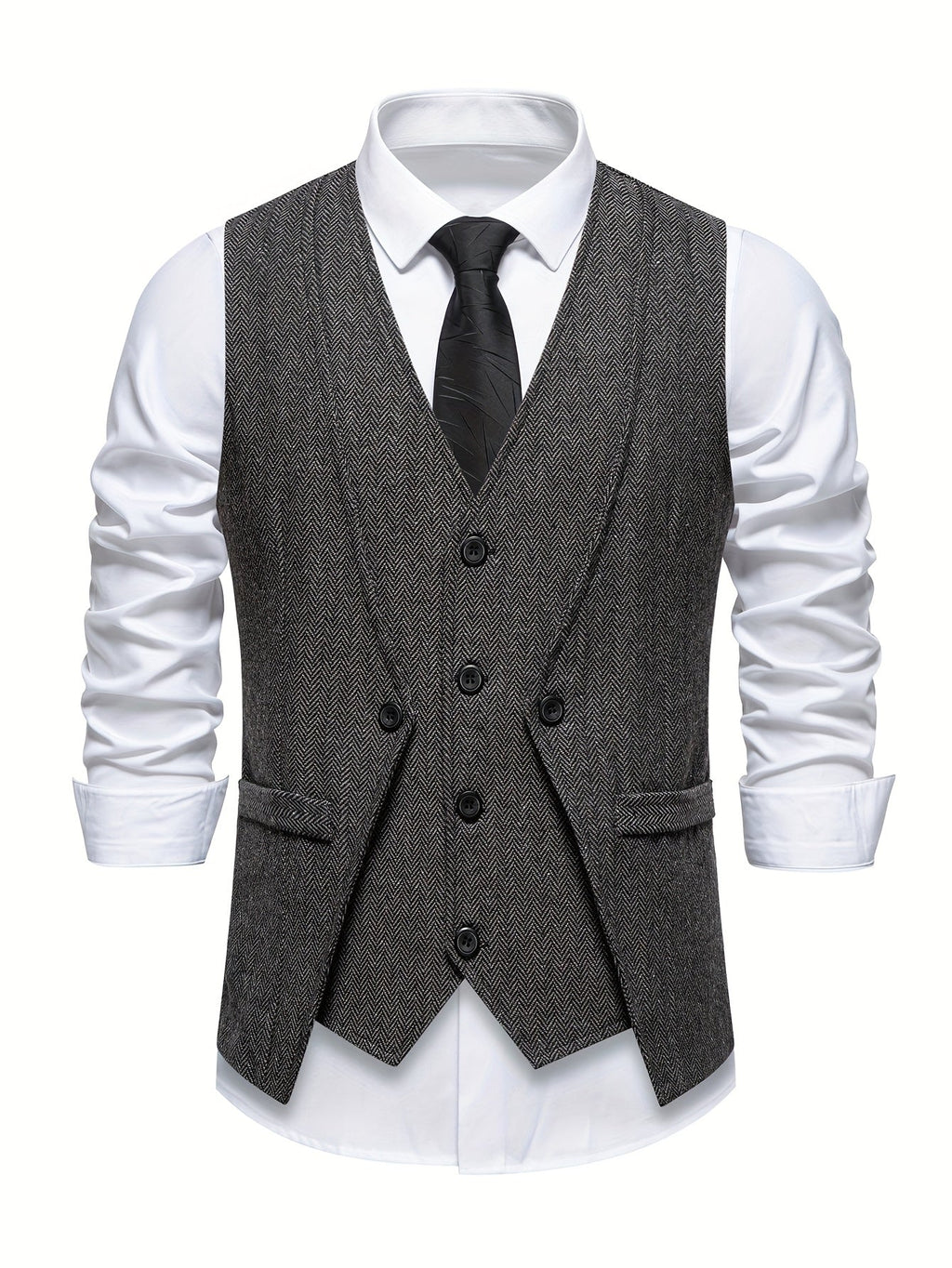 Diego | Gilet da uomo effetto tweed, scollo a V, texture, chiusura frontale con bottoni, stile vintage